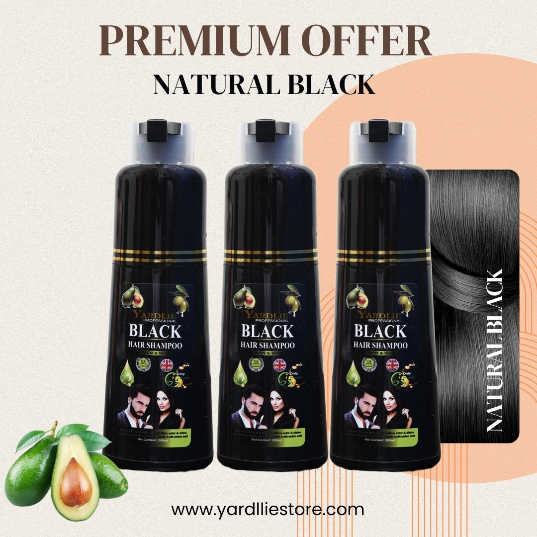 Yardlie Store Premium Natural Black Hair Color Shampoo UK Based Formula 200ml