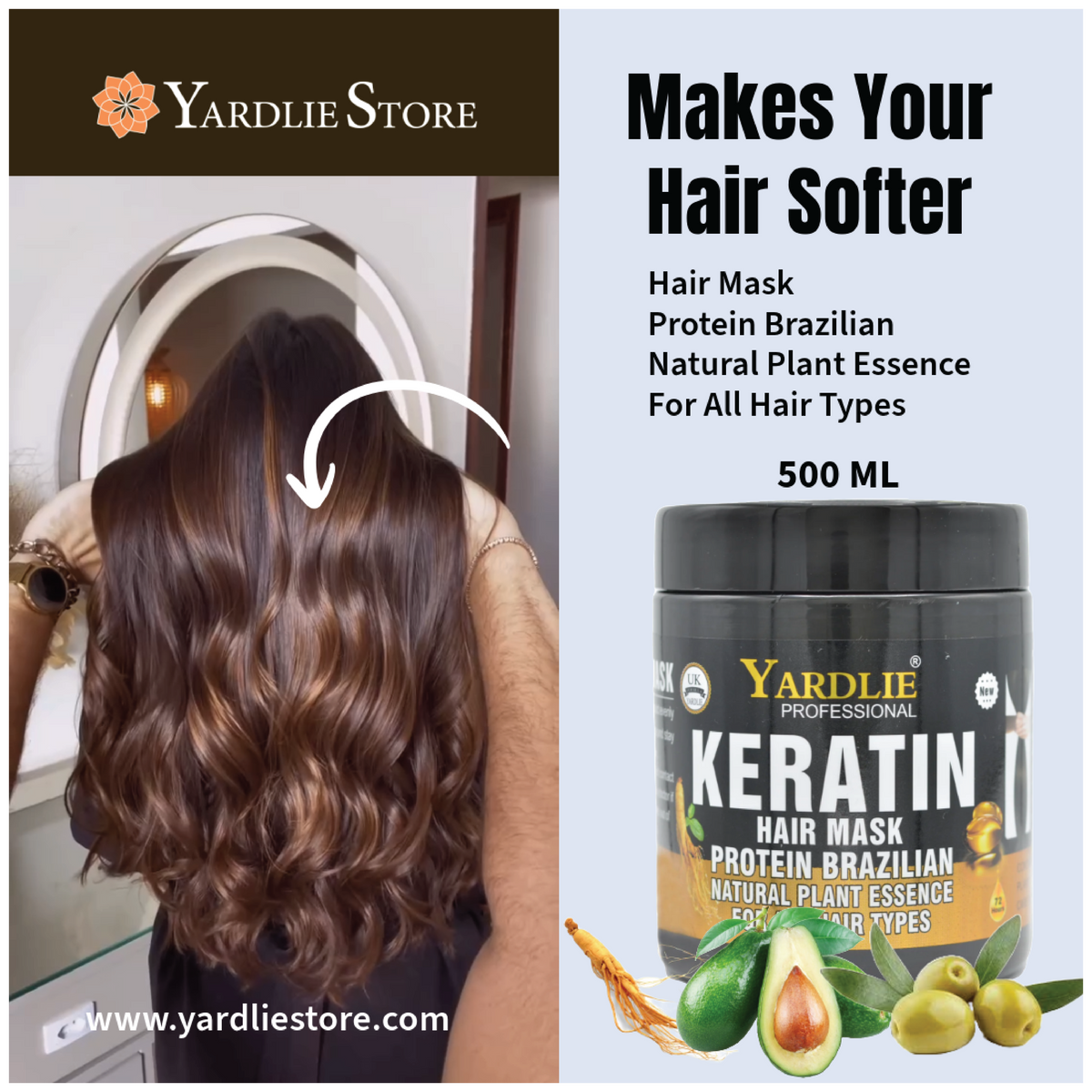 Yardlie Store Ginseng Essence Keratin Hair Mask 500 ML