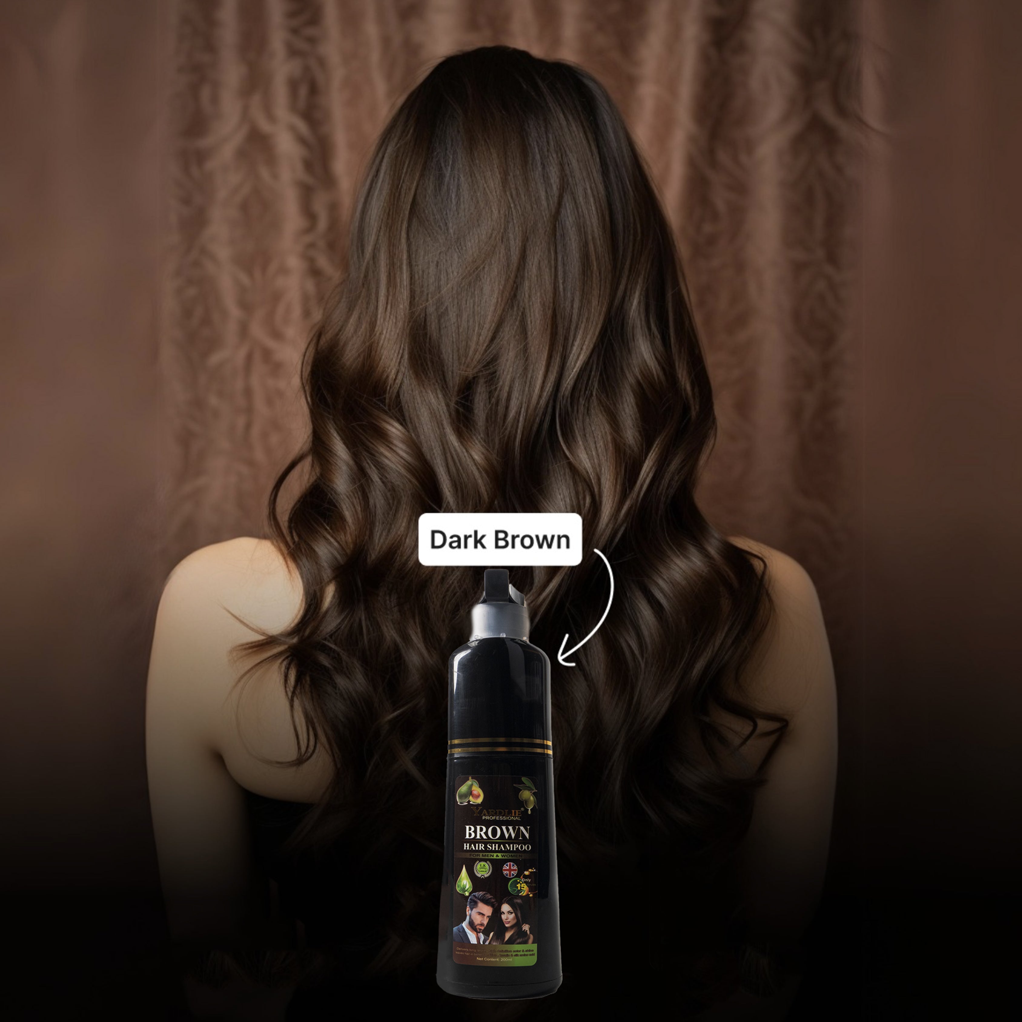 Yardlie Dark Brown Hair Color Shampoo UK Based Formula 200ml